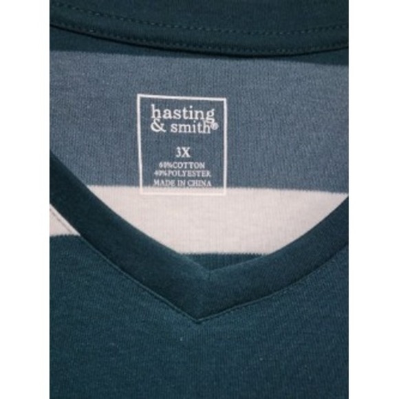 Hasting & Smith Womens 3X Long Sleeve V Neck Striped Cotton Polyester Shirt NWT - Picture 2 of 5